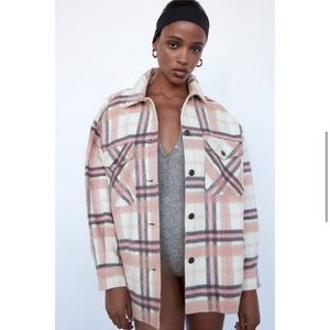 Zara Wool Blend Plaid Shacket